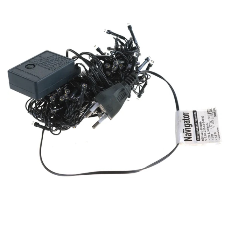 Гирлянда светодиодная Navigator NGF-S01-120WW-5-7.5m-230-C8-G-IP20 61811 1241534 в Рыбинске