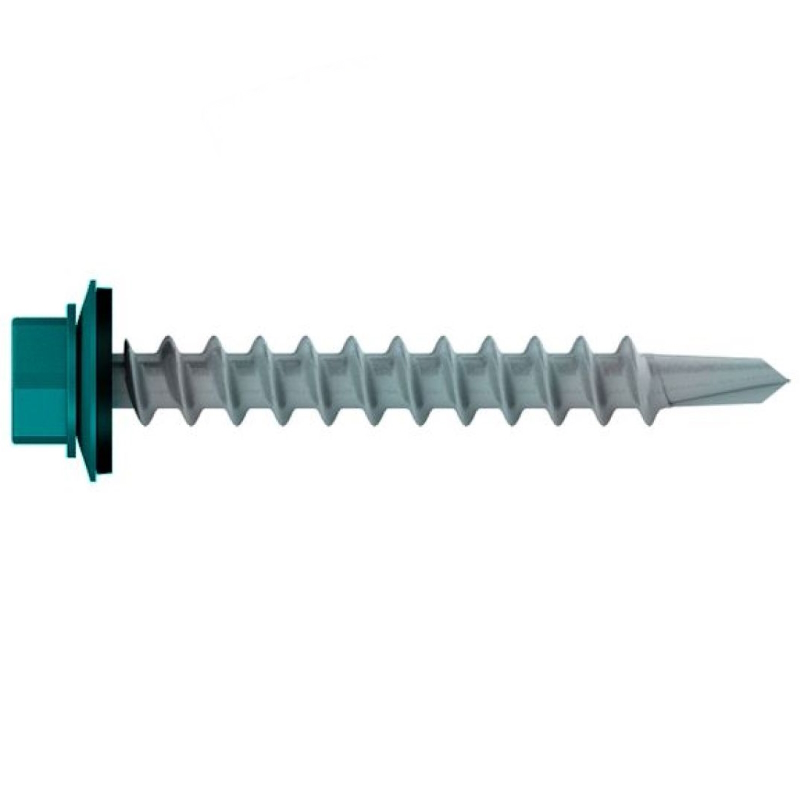 Саморез кровельный Starfix SMP2-103311-30, 4.8х70 мм цинк, шайба с прокл., PT1, RAL 5021 (30 шт в пластиковом контейнере) в Твери