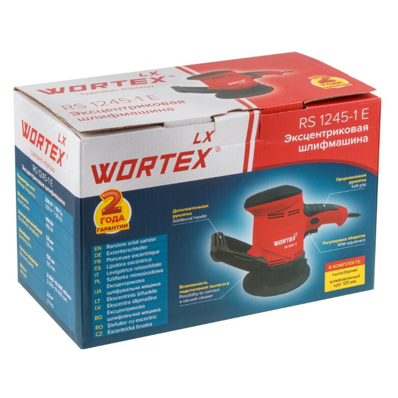 Эксцентриковая шлифмашина Wortex LX RS 1245-1 E 1333377, в кор. 450 Вт, 125 мм, 3000-13000 об/мин в Муроме