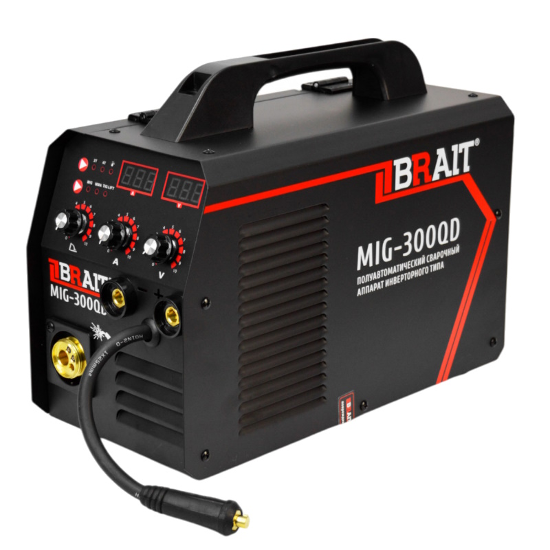 Инвертор сварочный полуавтомат Brait MIG-300QD 1801015043 30-190А dпроволоки 06-1мм до 5кг сварочная горелка съемная 14801₽