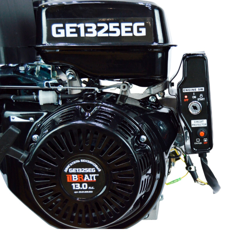 Двигатель бензиновый Brait GE1325EG 03.01.309.002, 13л.с; 25мм вал под шлицы, электростартер в Ярославле