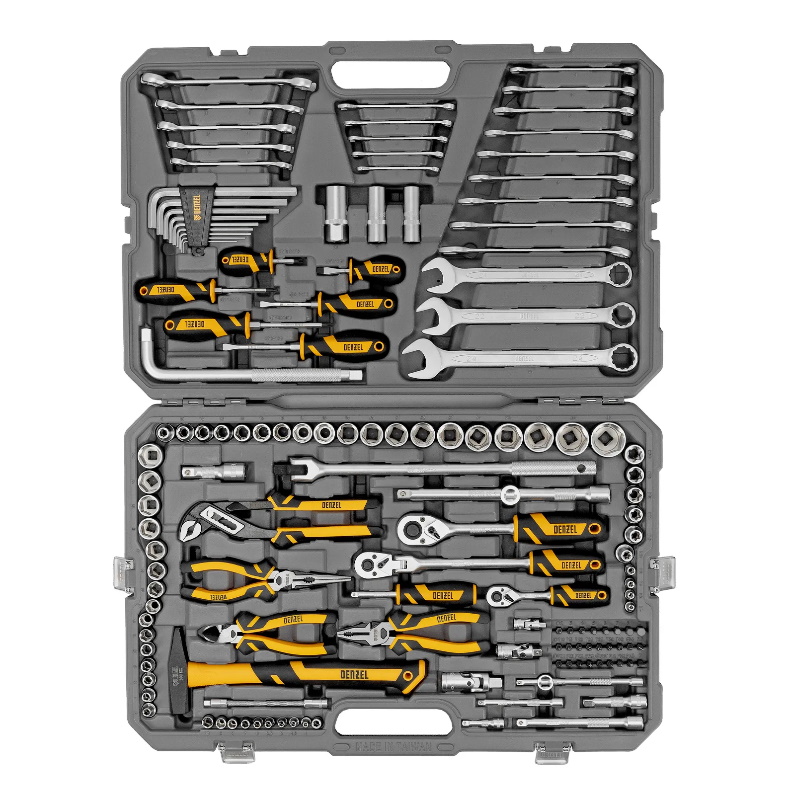 Набор инструментов Denzel 15805, 1/2", 1/4", 3/8", CrV, S2, пластиковый кейс, 144 предмета в Иваново