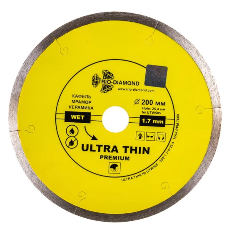 Диск алмазный отрезной Trio-Diamond UTW505, Hot Press, 200*25,4, сплошной, ультратонкий  в Костроме