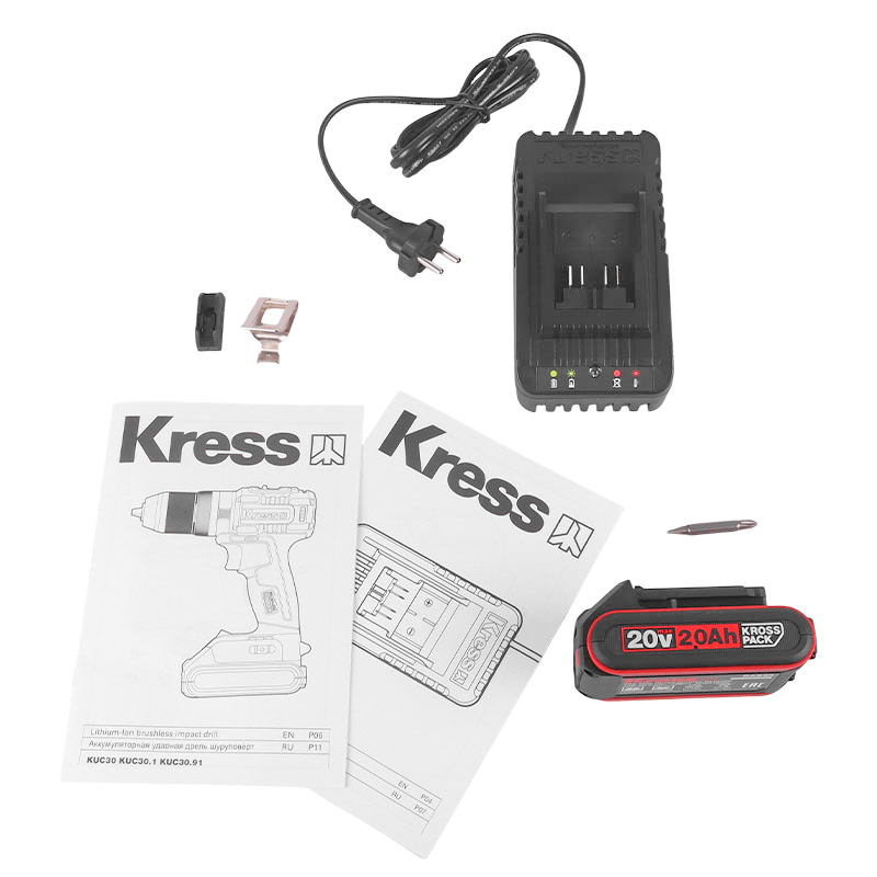 Дрель-шуруповерт аккумуляторная ударная Kress KUC30.1 20V (2xАКБ Li-ion 20 В, 2,0 Ач, ЗУ) в Александрове
