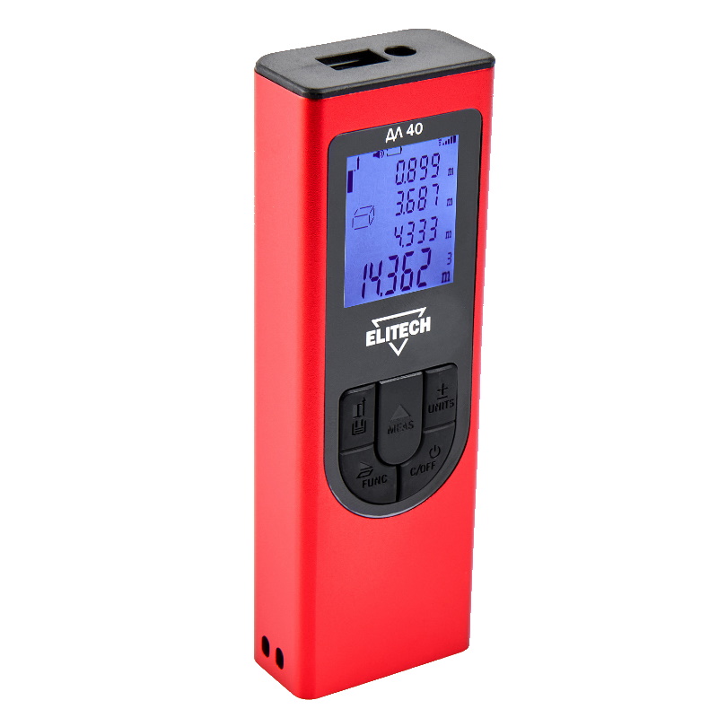 Дальномер лазерный Elitech ДМ ДЛ 40 204767 003-40 м точность 3 ммм аккумулятор встроенный Li-ion 2422₽