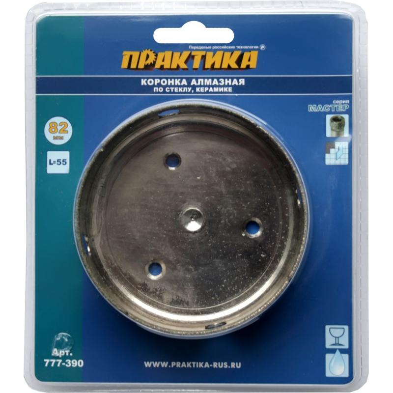 Коронка алмазная по керамике и стеклу Практика Мастер 777-390 диаметр 82 мм 716₽