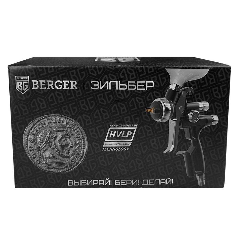Краскопульт пневматический Berger BG1389 «Зильбер» HVLP 1.4 мм (внешняя резьба 1/4", 0.6 л)