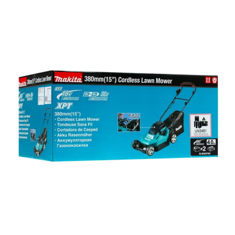 Аккумуляторная газонокосилка для стрижки газона Makita DLM382PM2 (36В, 2х4Ач, ЗУ, травосборник 40 л) в Угличе