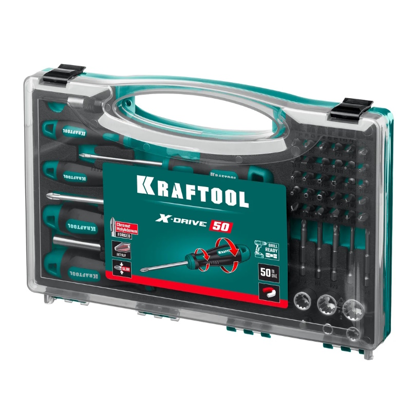 Набор отверток и насадок Kraftool X-Drive-50 25815, 50 шт. в Кинешме