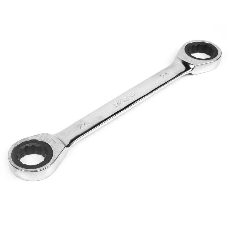 Ключ накидной двусторонний Hortz 118861 22х24 мм трещоточный хромирование 1378₽