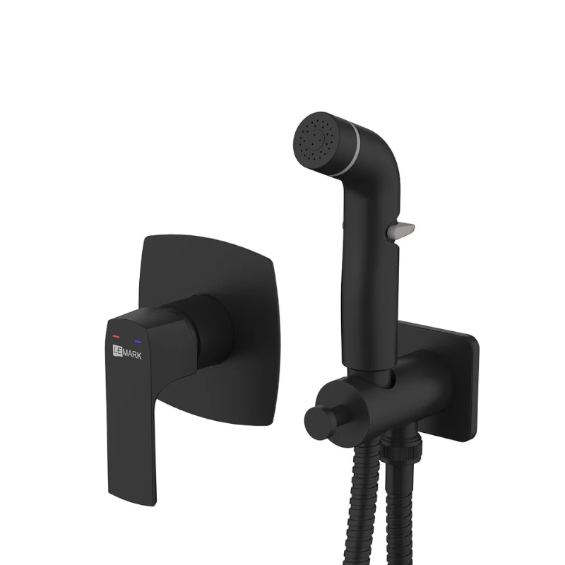 Смеситель Lemark Ursus LM7219BL с гигиеническим душем (санитарный) встраиваемый, черный в Муроме