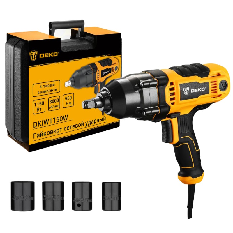 Гайковерт сетевой Deko DKIW1150W 084-1055, ударный, 1150 Вт, 550 Нм в Кинешме