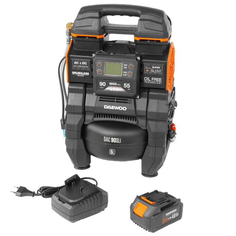 Компрессор аккумуляторный Daewoo DAC 90S Li SET 21В220В 38990₽