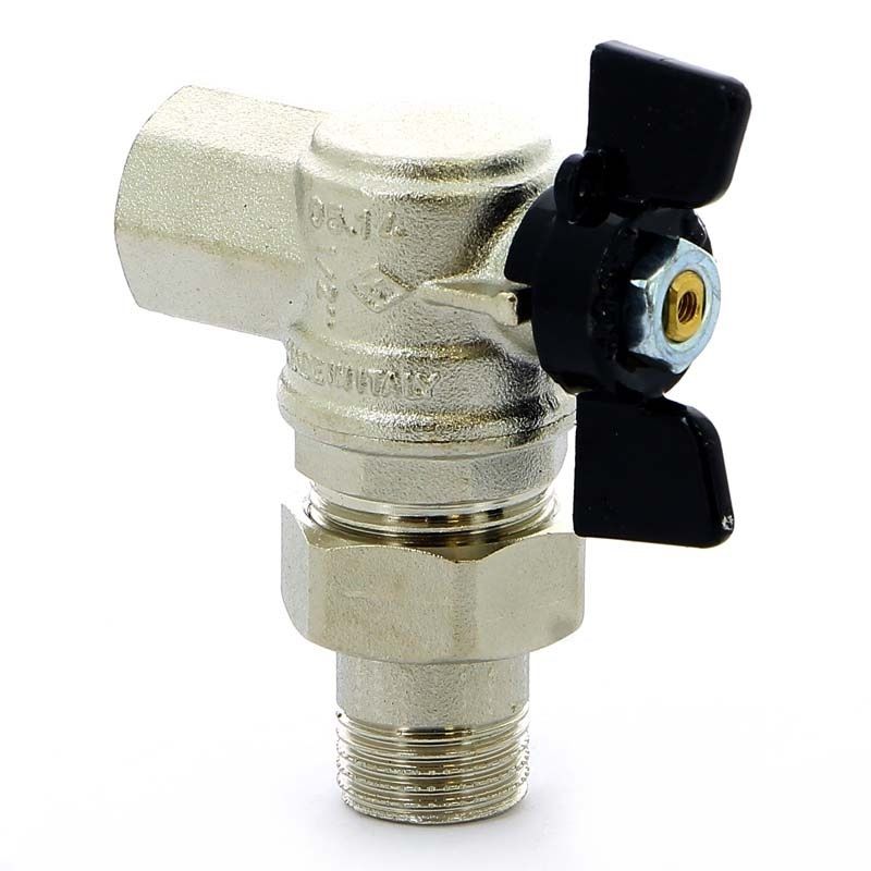 Кран шаровой угловой Bugatti 594 1/2", с американкой