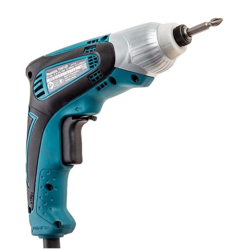 Сетевой ударный винтоверт Makita TD0100 (крутящий момент 100 нм, макс 3200 ударов/мин, бытовой, мощность 230 вт) в Туле