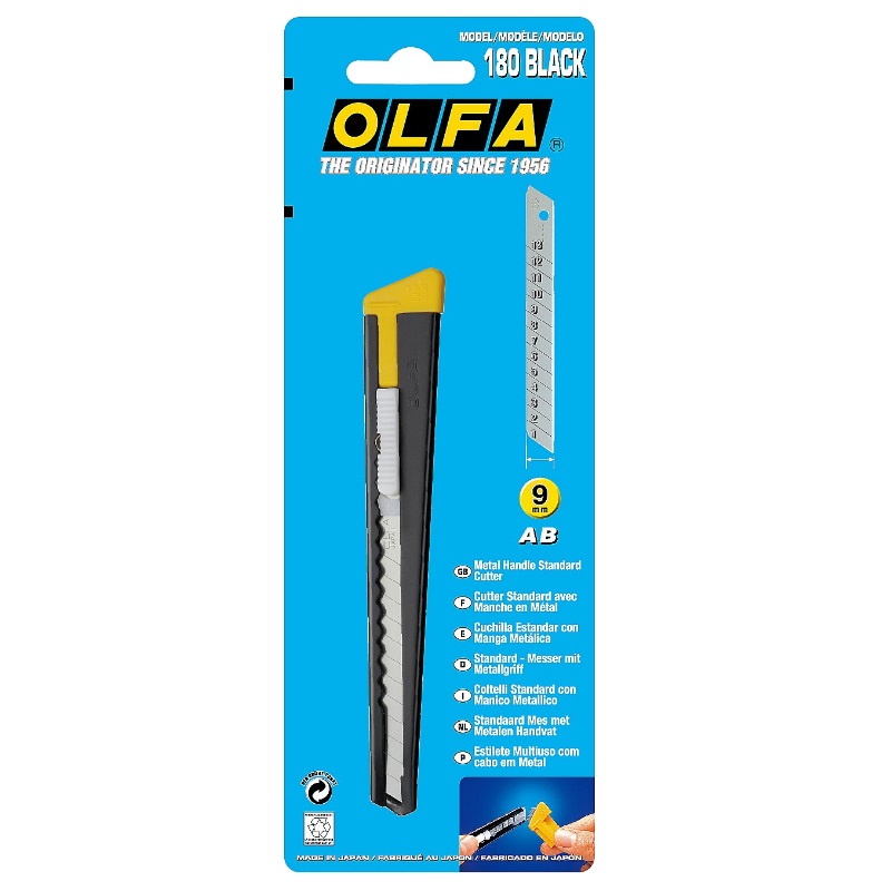 Нож Olfa OL-180-BLACK с выдвижным лезвием, черный, 9 мм в Муроме