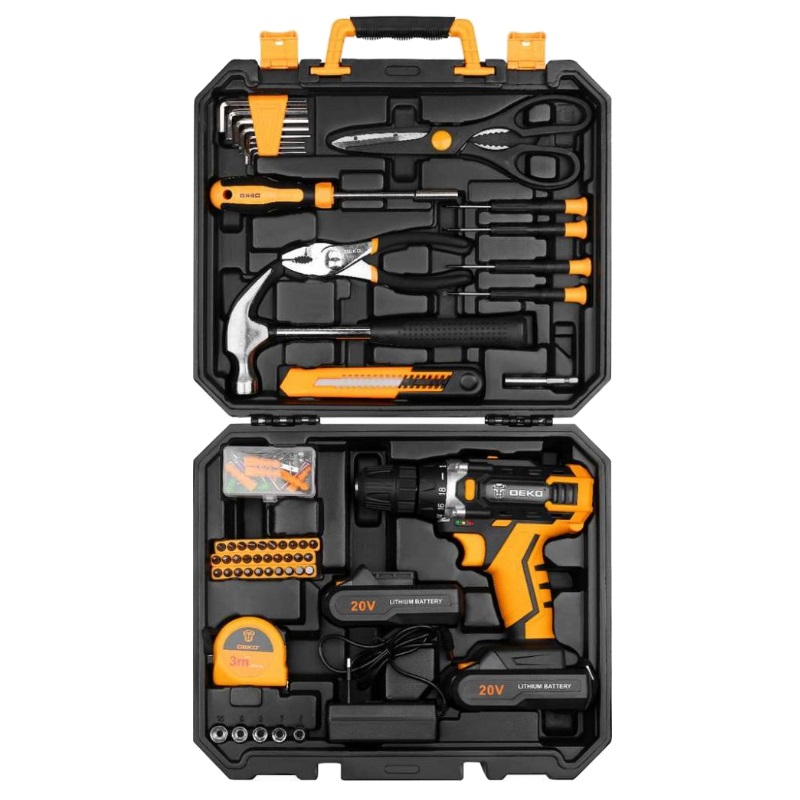 Аккумуляторная дрель-шуруповерт Deko DKCD20FU-Li 063-4178 в кейсе + 104 предмета, 42 Нм, 20В, 2х1.5 А*ч, з/у в Туле