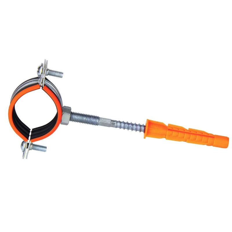 Хомут трубный металлический Humalt RU-HT 007040107, М8 (74-80,) 2.1/2", с гайкой, шпилькой-шурупом и дюбелем