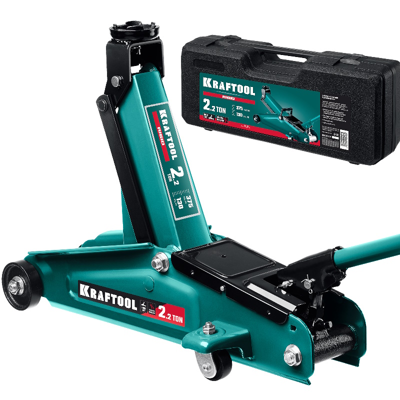 Домкрат подкатной Kraftool RIGID 43452-2-K (в кейсе, с увеличенным подъемом, 130 - 375 мм) в Твери