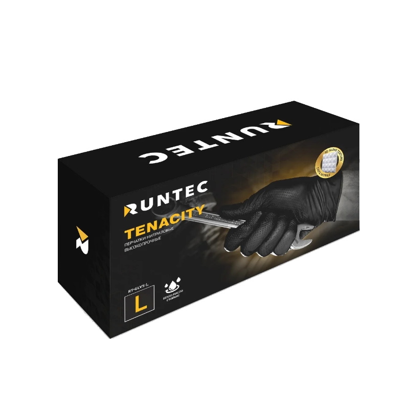 Перчатки RUNTEC RT-GLVS-L Tenacity нитриловые высокопрочные, размер L (100 штук) в Коврове