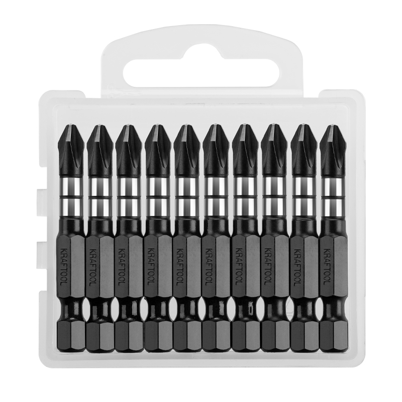 Набор ударных бит Kraftool Impact Pro, 26191-2-50-S10 (E 1/4", PH2, 50 мм, 10 шт) в Рыбинске
