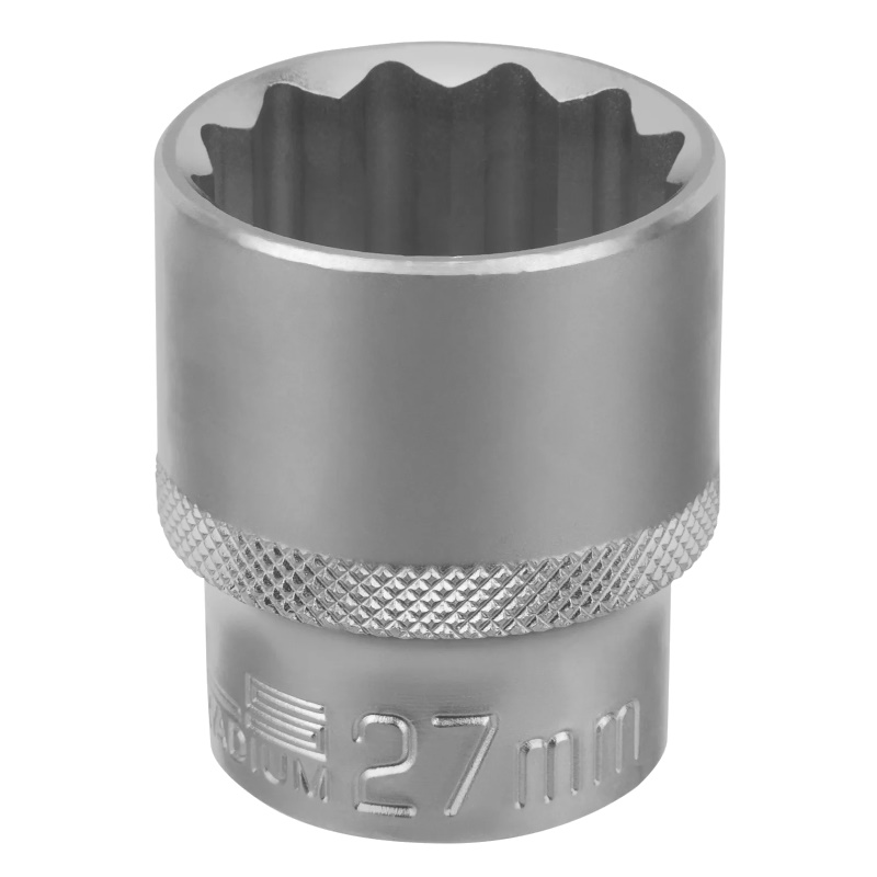 Головка торцевая Stels 13671, 27 мм, 12-гранная, CrV, под квадрат 1/2", хромированная в Муроме