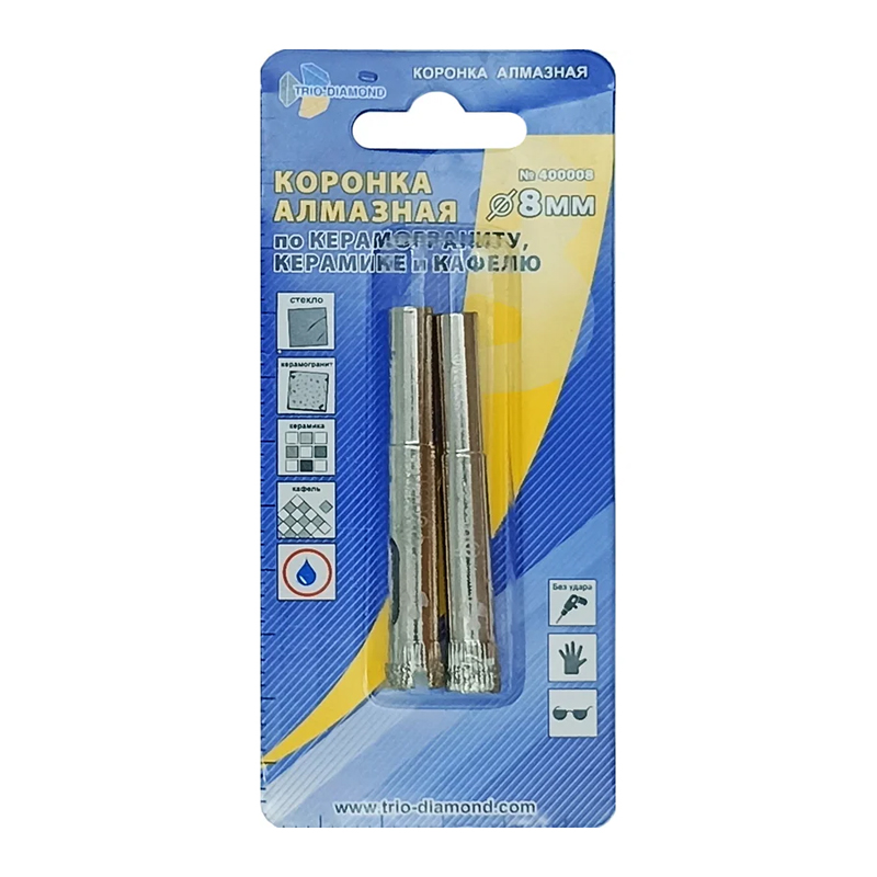 Коронка алмазная по керамике и кафелю Trio-Diamond 400008 08мм (2шт)