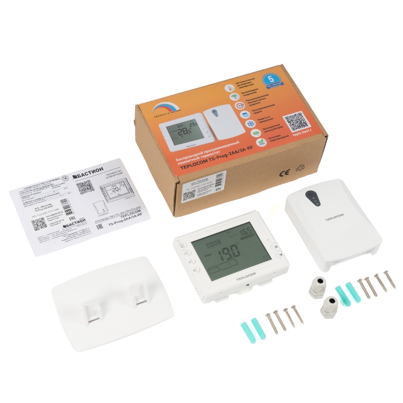 Термостат комнатный Teplocom TS-Prog-2AA/3A-RF, беспроводной, 250В, 3А (915) в Муроме