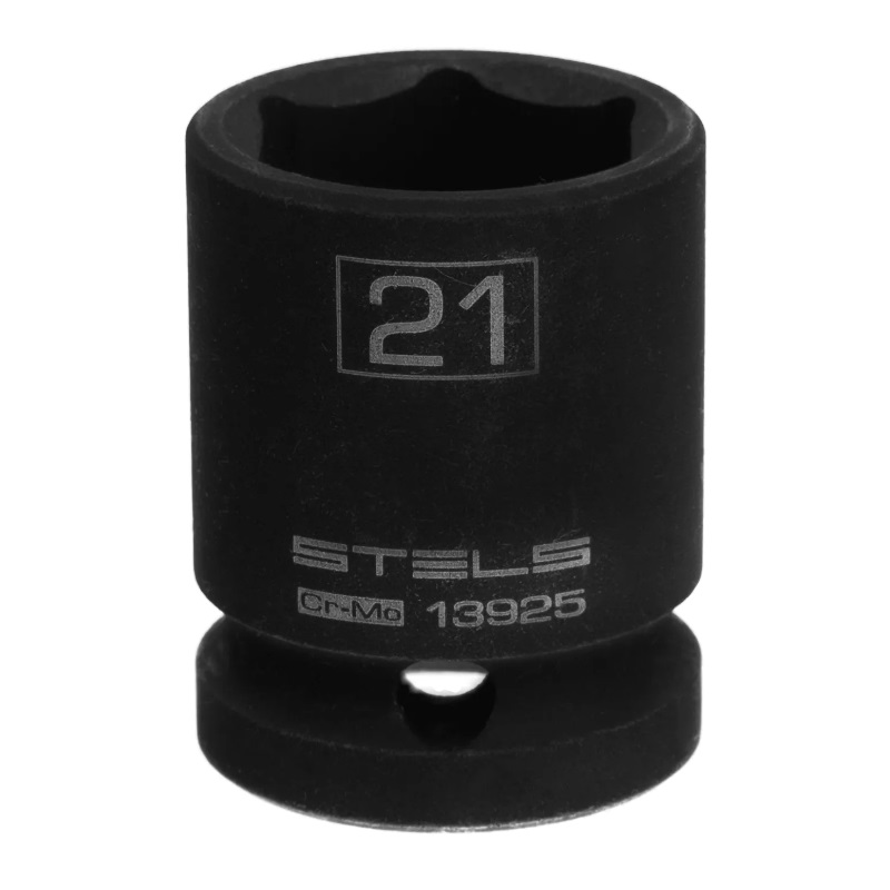 Головка ударная шестигранная Stels 13925, 21 мм, 1/2", CrMo в Вологде
