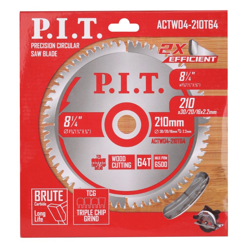 Диск пильный P.I.T. ACTW04-210T64, 210x30/20/16x2,2 мм, 64T в Муроме
