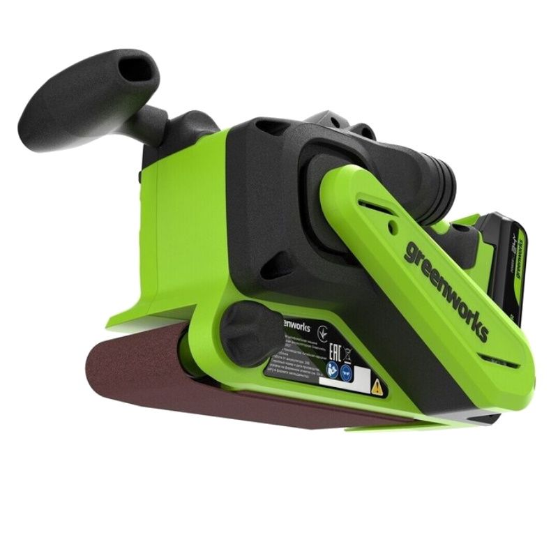 Ленточная шлифовальная машина аккумуляторная Greenworks G24BS 3100607CUA, 24V, б/щет, 75х457 мм, 259 м/мин, 1х2Ач, ЗУ, коробка в Вологде