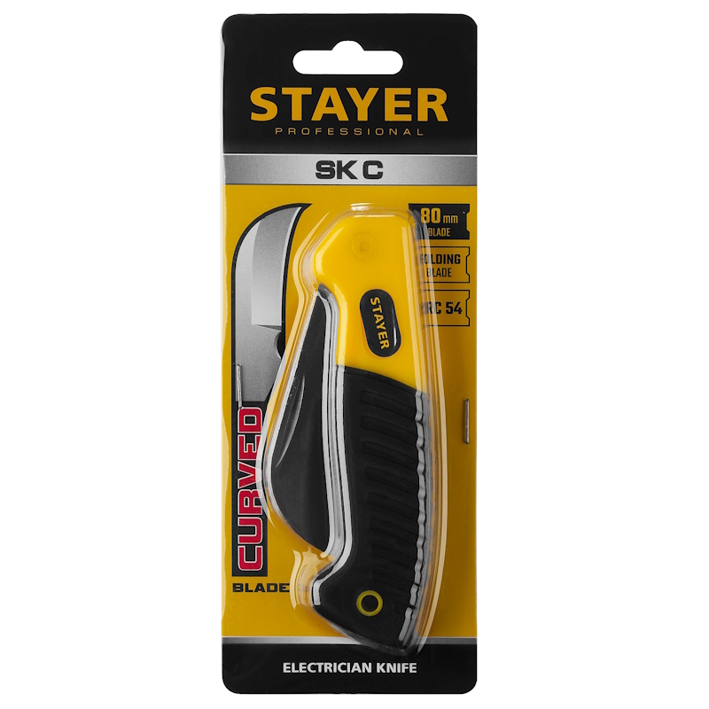 Нож монтерский Stayer SK-C Professional 45409, складной, изогнутое лезвие в Череповце