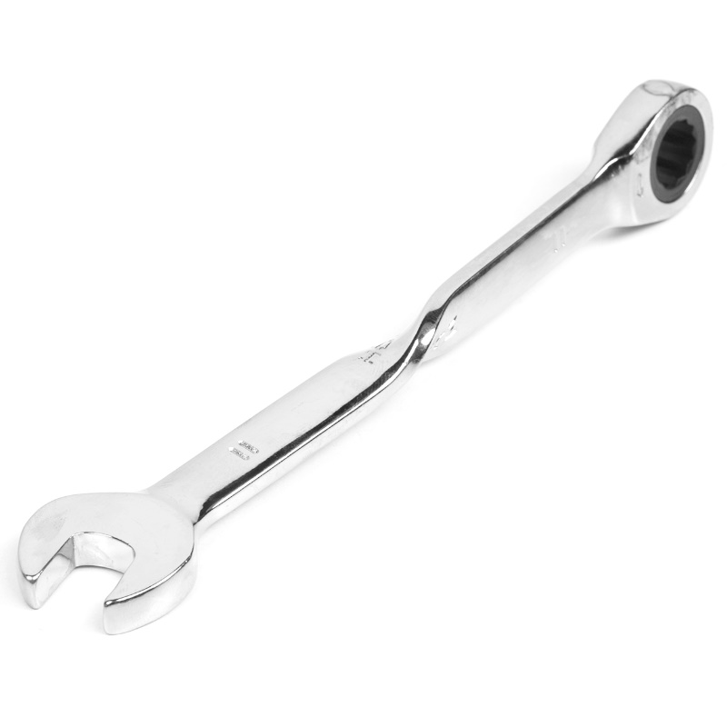 Ключ комбинированный трещоточный удлиненный Hortz 121237 11х11 мм с изогнутой рукояткой хром 508₽