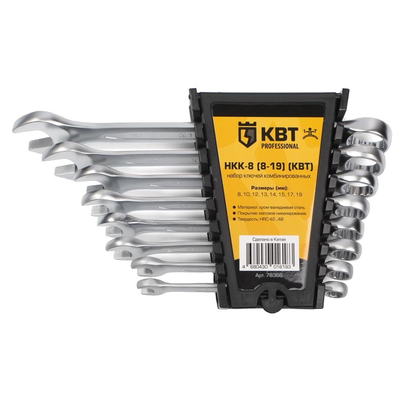 Набор гаечных комбинированных ключей КВТ НКК-8 8-19 78366 1014₽