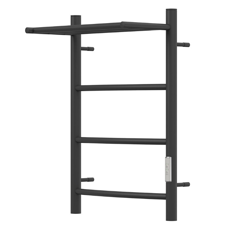 Полотенцесушитель электрический Point PN04846PB П3, Афина, 400x600, с полкой, диммер справа, черный в Александрове