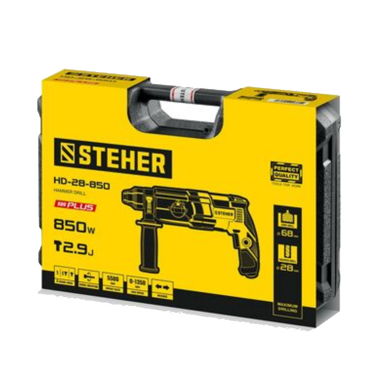 Перфоратор Steher HD-28-850  в кейсе, с защитной муфтой