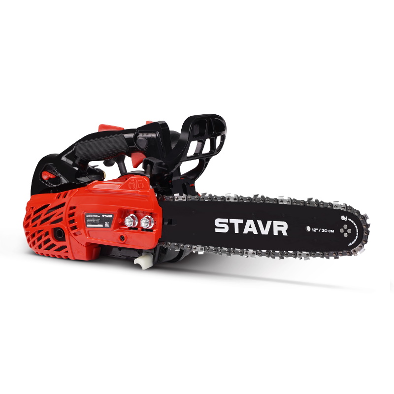 Пила цепная бензиновая Stavr ПЦБ-30/1250М 9070100186, 25.4 см³, шина 30 см (12"), 1.25 кВт/1.4л.с, 12 м/с, цепь 3/8”/0.050”/45, оснастка в Кинешме