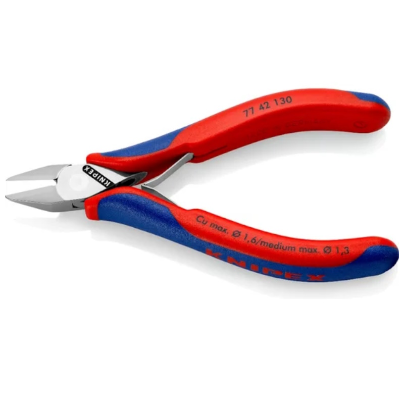 Бокорезы для электроники Knipex KN-7742130, острая головка, без фаски, 130 мм, 2-комп ручки в Иваново