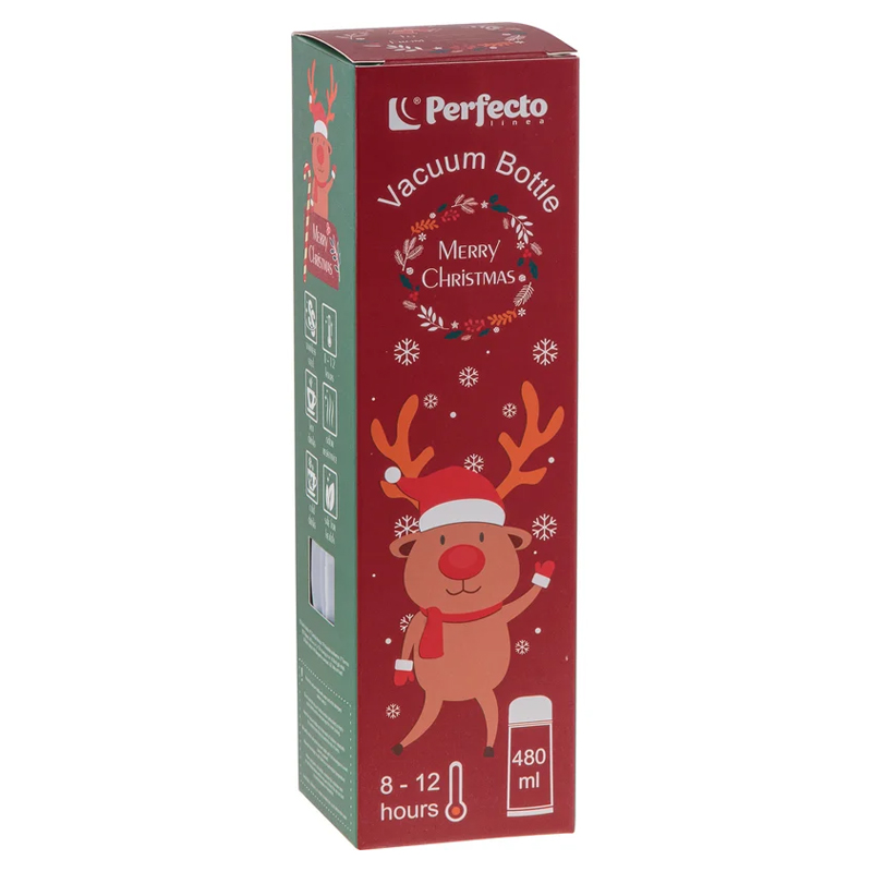 Термос Perfecto Linea Merry Christmas 27-225476 (480 мл, нержавеющая сталь, голубой, Санта) в Муроме