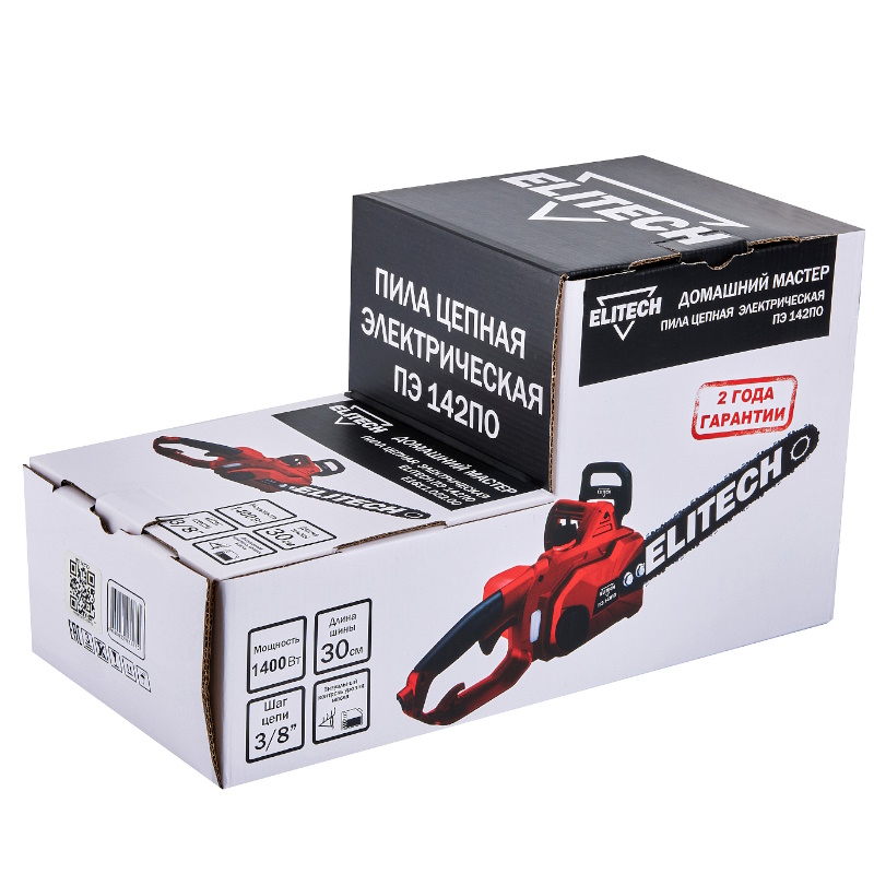 Пила цепная Elitech ДМ ПЭ 142ПО (E1611.022.00) 210673, 1400Вт, шина 30см, шаг 3/8", паз 1.3мм  в Твери