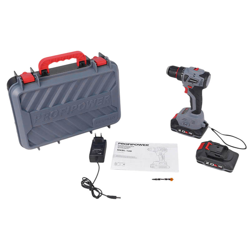 Аккумуляторный шуруповерт бесщеточный ProfiPower MKBL18B (2xLi-ion-18В, 2.0Ач, ЗУ, кейс) в Туле