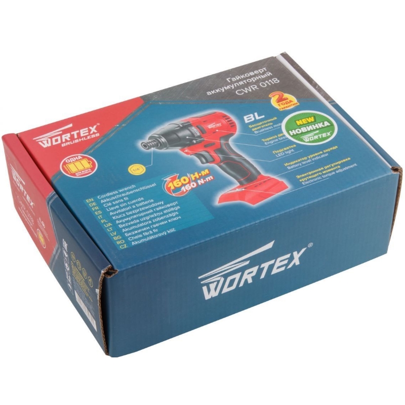 Аккумуляторный ударный гайковерт/винтоверт Wortex CWR 0118 ALL1 XLT SOLO CWR011800029, бесщеточный, 18 В, 160 Н*м в Коврове