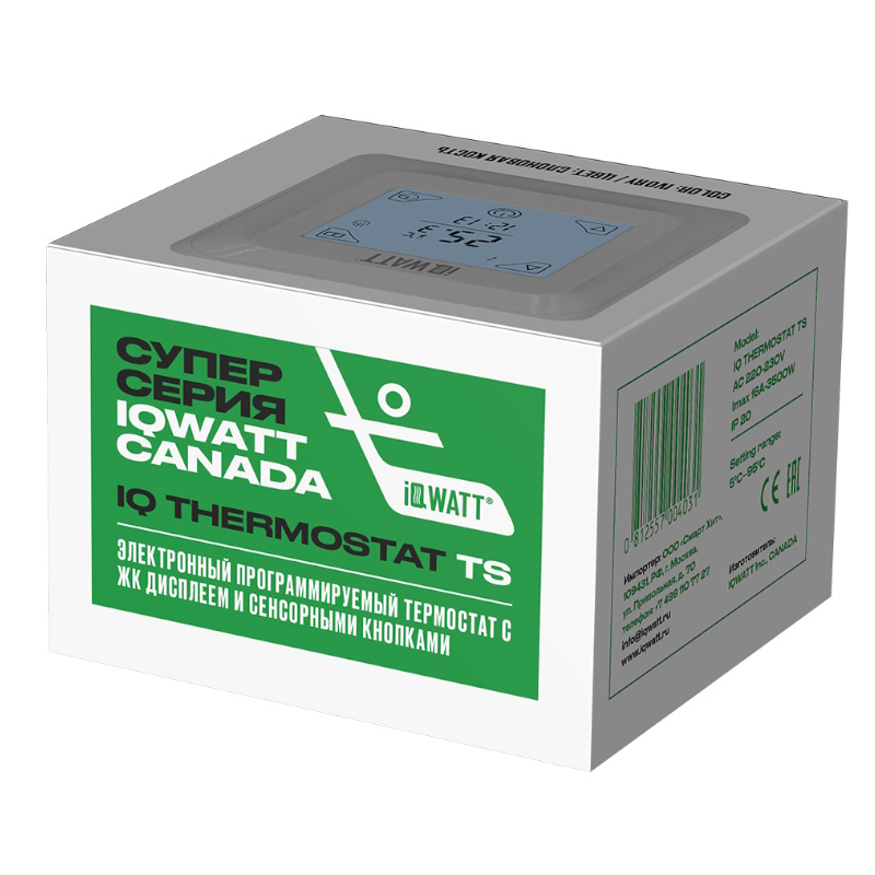Терморегулятор Iqwatt IQ THERMOSTAT TS 00403, с ЖК-дисплеем и сенсорными кнопками (слоновая кость) в Ярославле