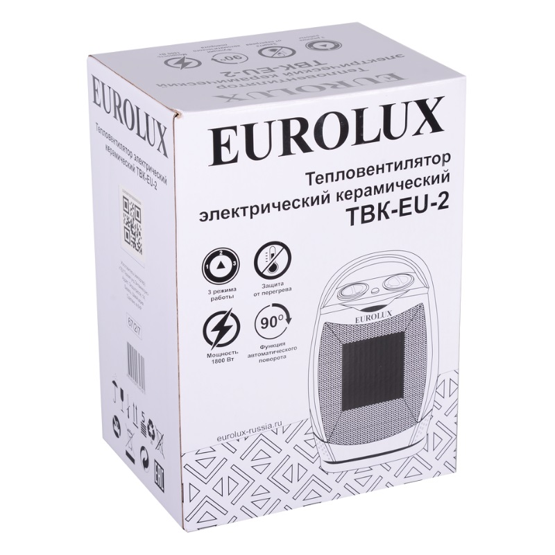 Керамический электротепловентилятор Eurolux ТВК-EU-2 4606059034391 (мощность 1800 вт, электропитание 220 вольт)