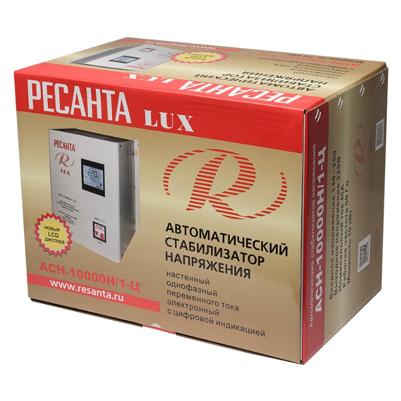 Стабилизатор напряжения Ресанта АСН-10000H/1-Ц LUX 63/6/18 (навесной, однофазный, КПД 97%, байпас) в Твери