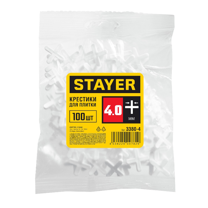 Крестики для кафеля Stayer 3380-4 (4 мм, 100 шт.) в Ярославле