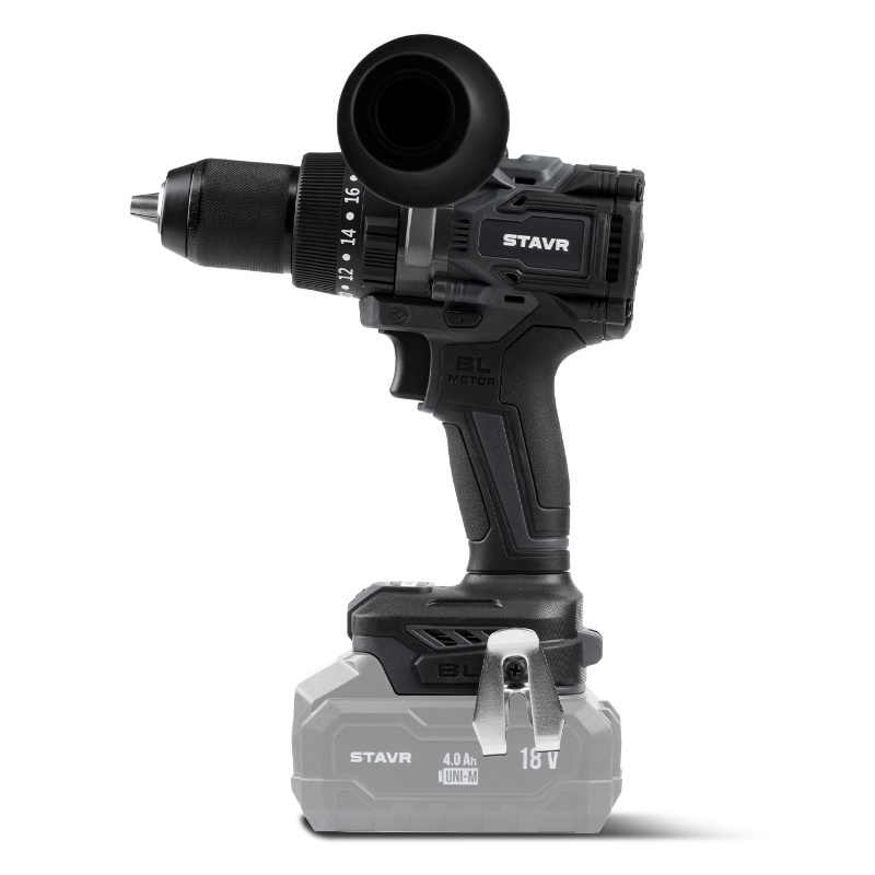 Дрель-шуруповерт аккумуляторная Stavr SHD 18BLHD 4610264004001, 18В UNI-M, 150 Нм, БЗП патрон 1,5 - 13 мм, 0-550/0-2200 об/мин, без акб и зу в Переславле