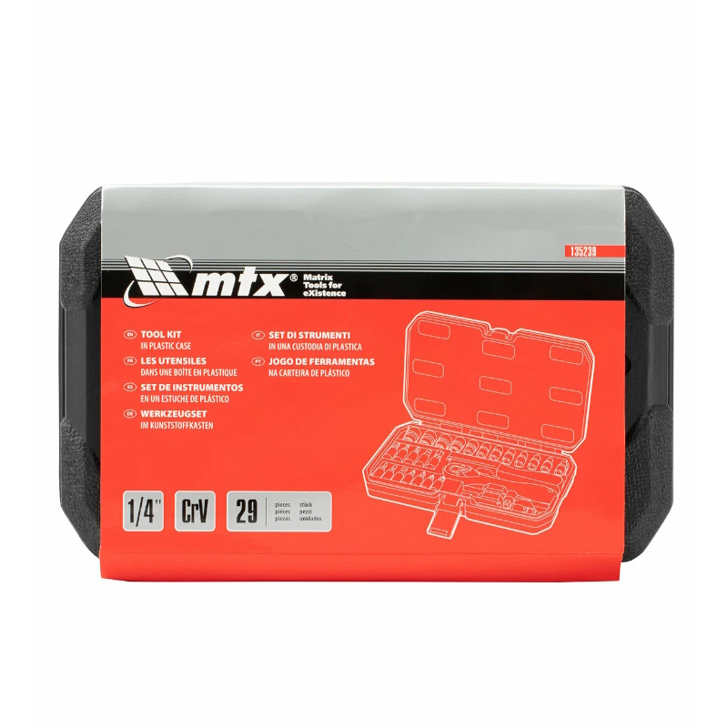 Набор инструментов MTX 135239, 1/4", CrV, пластиковый кейс, 29 предметов в Угличе