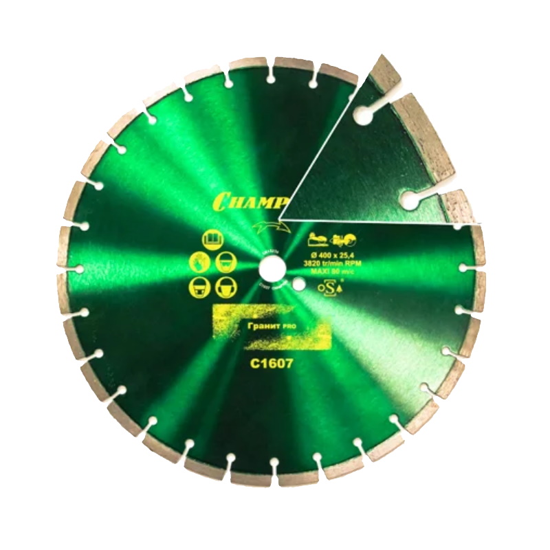 Диск алмазный гранит Champion Pro C1607, 400/25,4/10 Laser Granite (твердые блоки, старый бетон)