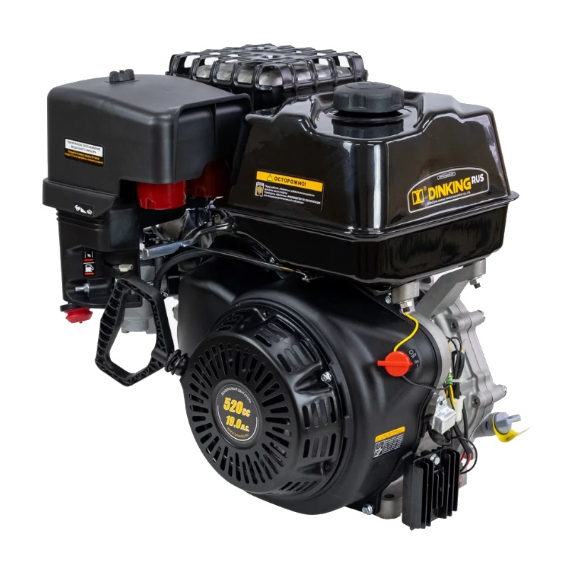 Двигатель Dinking DK196F-S ДВИ110, 19 л.с, ручной стартер, вал тип S, датчик масла, выхлопной патрубок